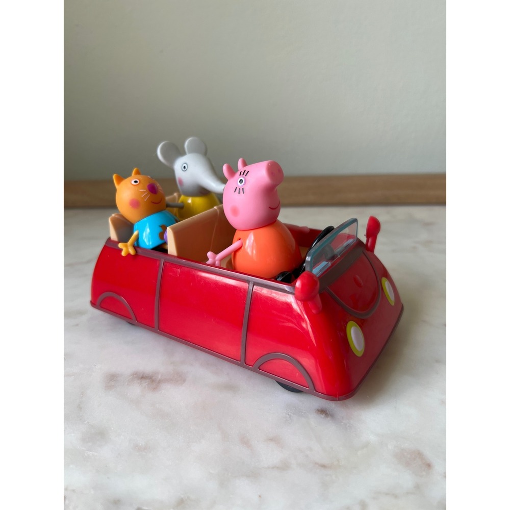 Peppa Pig Character Figures and Red Car Toy